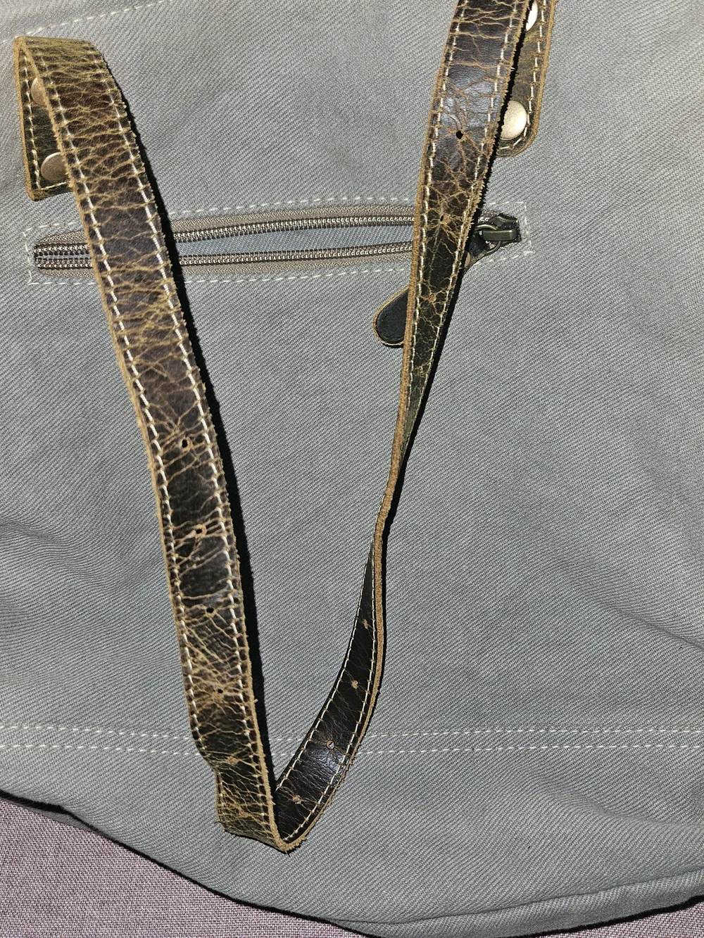 Myra Bag Western Woven Canvas Tote Bag with Leather Straps - Multicolor
